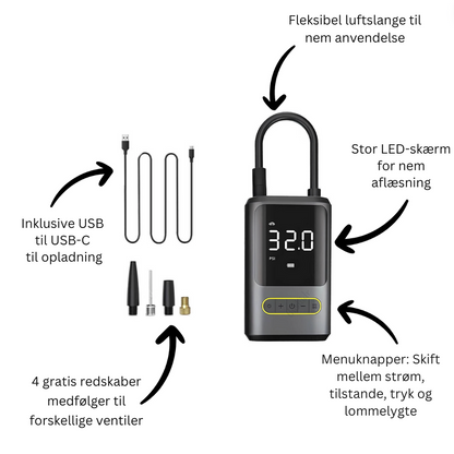 AirCharge Pro™ | Den ultimative bærbare 4-i-1-dækpumpe🚗